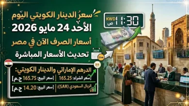 سعر الدينار الكويتي اليوم الأحد 24 مايو 2026 في مصر.. أسعار الصرف الآن