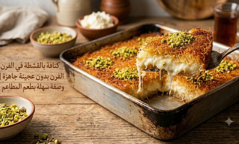 كنافة بالقشطة في الفرن بدون عجينة جاهزة | وصفة سهلة بطعم المطاعم