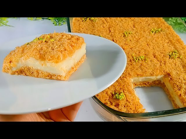 كنافة بالقشطة في الفرن بدون عجينة جاهزة
